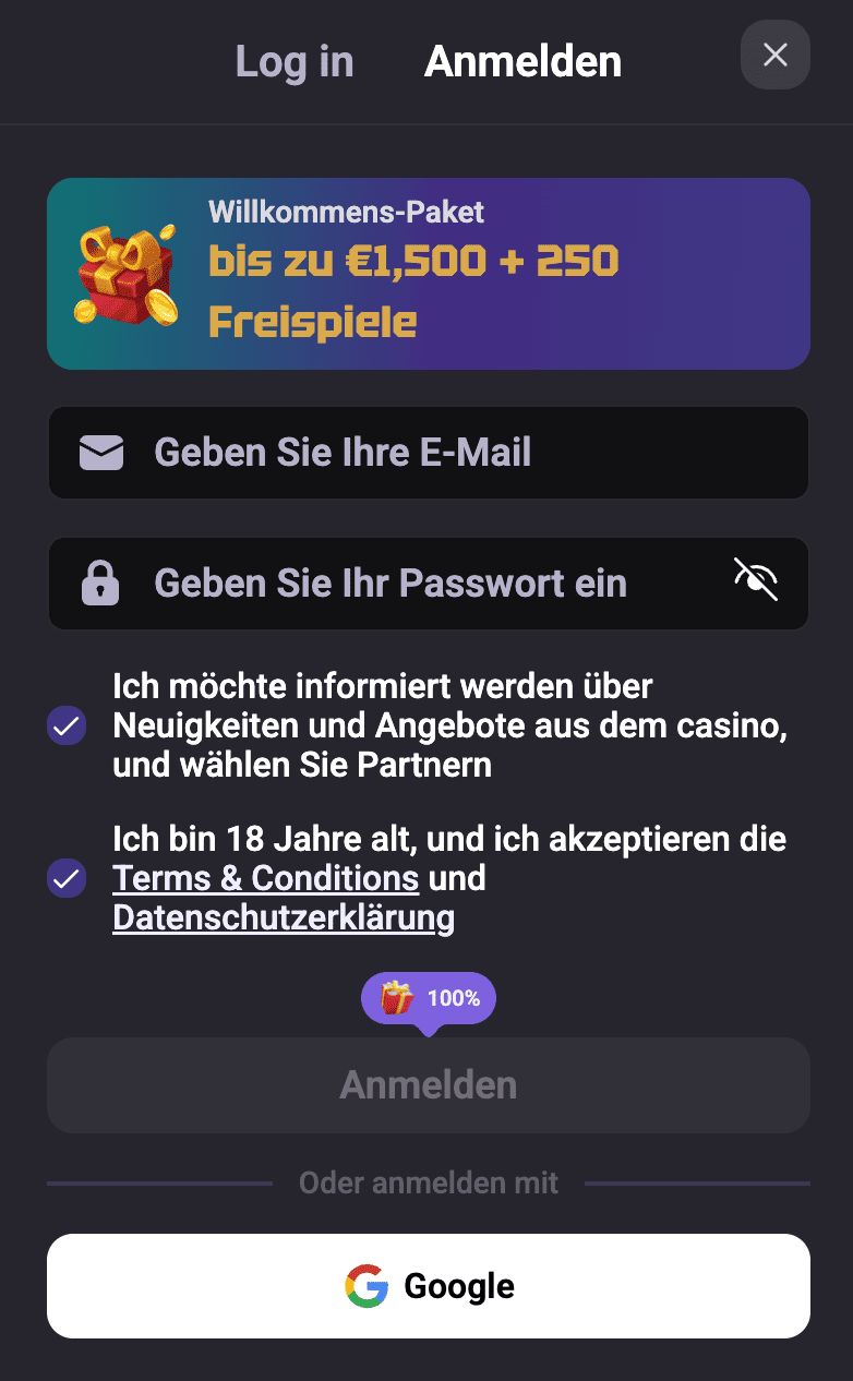 How to register at Need for Slots Casino